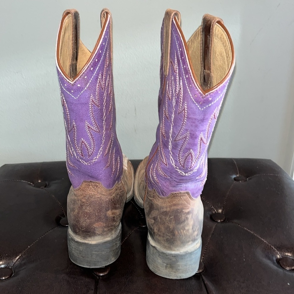 Shyanne women purple burnish western cowgirl boots brown purple square toe 7M - Picture 4 of 13